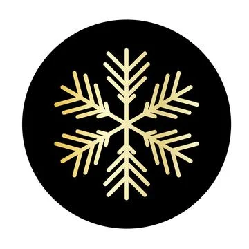 Vector golden snowflake at round background icon. illustration for web Stock Illustration