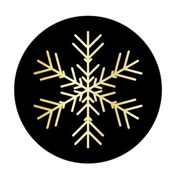 Vector golden snowflake at round background icon. illustration for web Stock Illustration