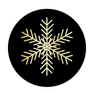 Vector golden snowflake at round background icon. illustration for web Stock Illustration