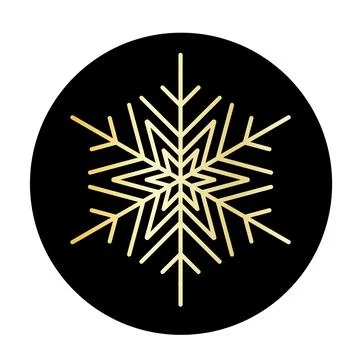 Vector golden snowflake at round background icon. illustration for web Stock Illustration