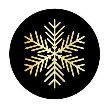 Vector golden snowflake at round background icon. illustration for web Stock Illustration