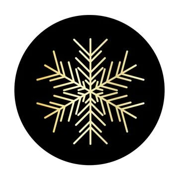 Vector golden snowflake at round background icon. illustration for web Stock Illustration