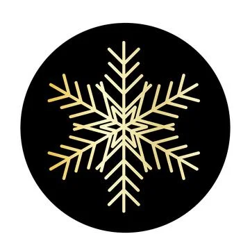 Vector golden snowflake at round background icon. illustration for web Stock Illustration