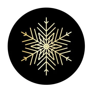 Vector golden snowflake at round background icon. illustration for web Stock Illustration