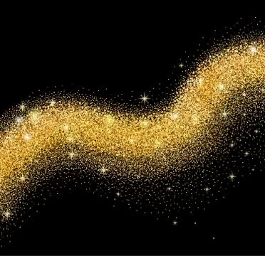 Vector golden sparkling falling star black background Stock-Illustration