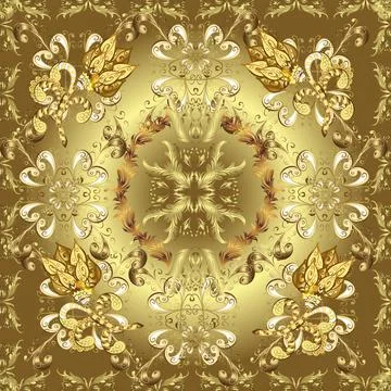 Vector golden textile print. Islamic design. Seamless pattern oriental ornament. 스톡 일러스트