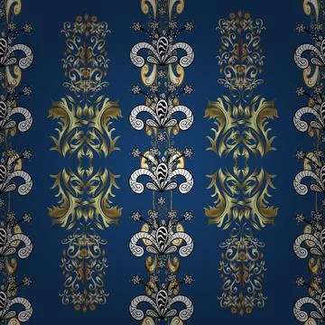 Vector golden textile print. Seamless pattern oriental ornament. Islamic design. Stock Illustration