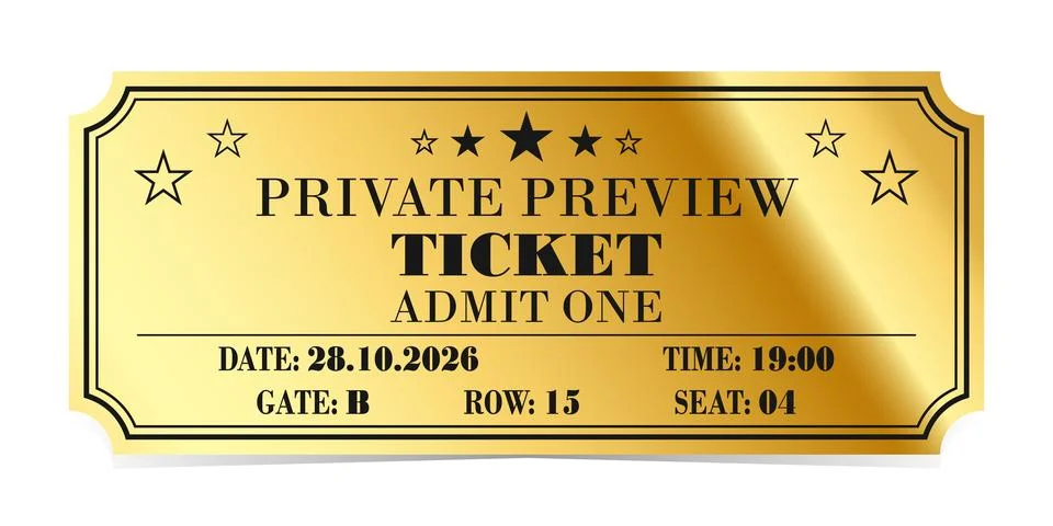 Vector golden tickets isolated on whithe backgound. Illustration