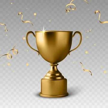 Vector Golden Trophy Cup Award with Confetti. Winner Prize for Championship a Stockillustratie