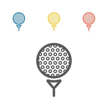 Vector Golf ball on tee. Vector signs for web graphics Stock Illustration