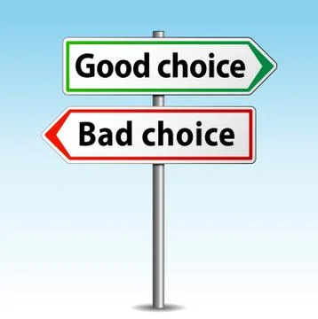 Vector good or bad choice sign Stock Illustration