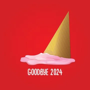 Vector goodbye 2024 hello 2025 year vector concept illustration with melt ice Ilustração Stock