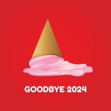 Vector goodbye 2024 hello 2025 year vector concept illustration with melt ice Ilustração Stock
