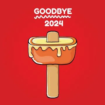 Vector goodbye 2024 hello 2025 year vector concept illustration with melt ice Ilustração Stock