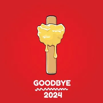 Vector goodbye 2024 hello 2025 year vector concept illustration with melt ice Ilustração Stock