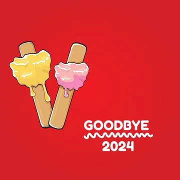 Vector goodbye 2024 hello 2025 year vector concept illustration with melt ice Ilustração Stock