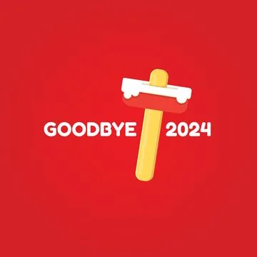Vector goodbye 2024 hello 2025 year vector concept illustration with melt ice Ilustração Stock