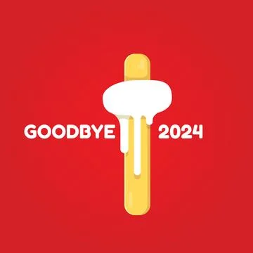 Vector goodbye 2024 hello 2025 year vector concept illustration with melt ice Ilustração Stock