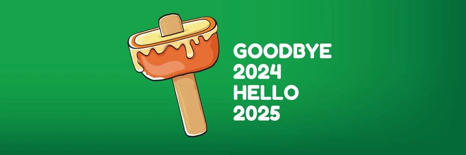 Vector goodbye 2024 hello 2025 year vector concept illustration with melt ice Ilustração Stock