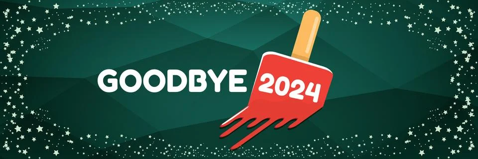 Vector goodbye 2024 hello 2025 year vector banner with melt ice cream isolated Ilustração Stock