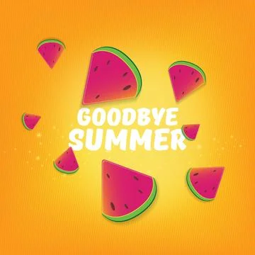 Vector GOODBYE Summer Beach Party Flyer Design template with watermelon slice Stock Illustration