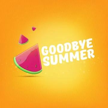 Vector GOODBYE Summer Beach Party Flyer Design template with watermelon slice Stock Illustration