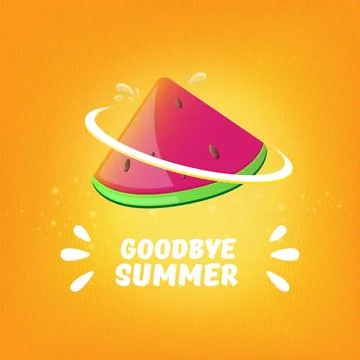 Vector GOODBYE Summer Beach Party Flyer Design template with watermelon slice Stock Illustration
