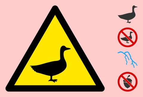 Vector Goose Warning Triangle Sign Icon Stock Illustration