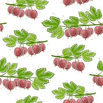 Vector Gooseberry Branches seamless pattern Stock Illustration