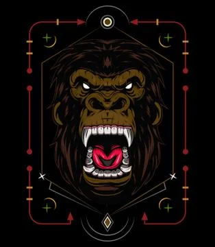 Vector gorilla. Head of a gorilla with angry face Stock Illustration