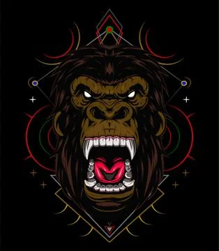 Vector gorilla. Head of a gorilla with angry face Stock Illustration