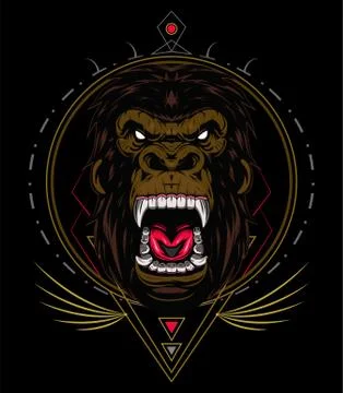 Vector gorilla. Head of a gorilla with angry face Stock Illustration