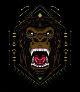 Vector gorilla. Head of a gorilla with angry face Stockillustratie