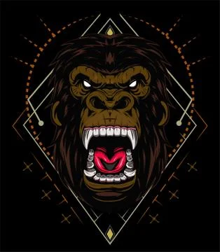 Vector gorilla. Head of a gorilla with angry face Stock Illustration