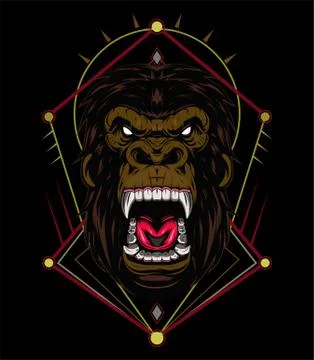 Vector gorilla. Head of a gorilla with angry face Stock Illustration