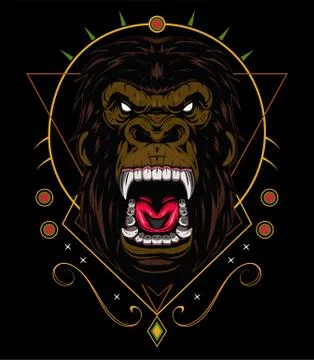 Vector gorilla. Head of a gorilla with angry face Stock Illustration