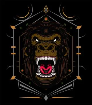 Vector gorilla. Head of a gorilla with angry face Stock Illustration