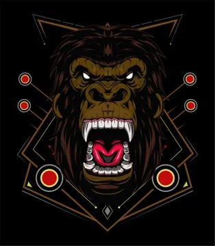 Vector gorilla. Head of a gorilla with angry face Stock Illustration