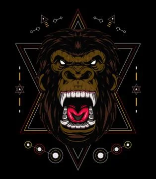 Vector gorilla. Head of a gorilla with angry face Stock Illustration