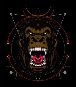 Vector gorilla. Head of a gorilla with angry face Stock Illustration