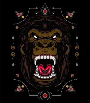 Vector gorilla. Head of a gorilla with angry face Stock Illustration