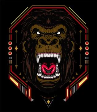 Vector gorilla. Head of a gorilla with angry face Stock Illustration