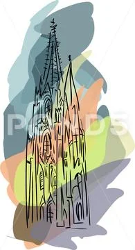 Vector with gothic cathedral Stock Illustration