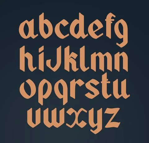Vector gothic handwritten font. Vintage Stock Illustration
