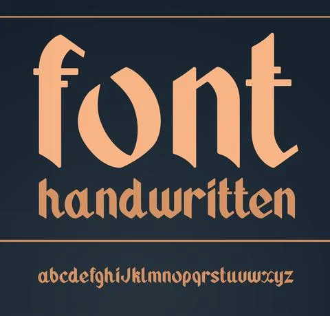 Vector gothic handwritten font. Vintage Illustrazione stock