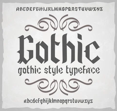 Vector gothic style typeface. Old style font Illustrazione stock