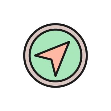 Vector gps navigation, compass, location flat color line icon. Stock Illustration