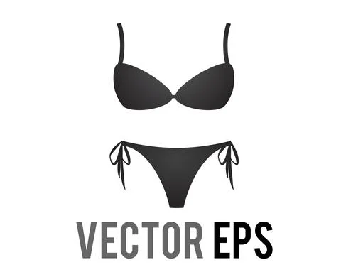Vector gradient black two piece female swimsuit bikini icon Stock Illustration