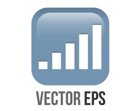 Vector gradient blue antenna signals bars round corner square icon button Stock Illustration