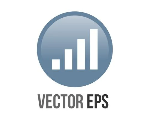 Vector gradient blue antenna signals bars round corner square icon button Stock Illustration